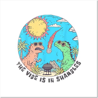 Vintage Retro The Vibes Are In Shambles Dinosaurs Posters and Art